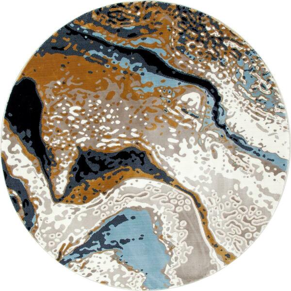 Art Carpet 8 Ft. Titanium Collection Geode Woven Round Area Rug, Linen 841864116300